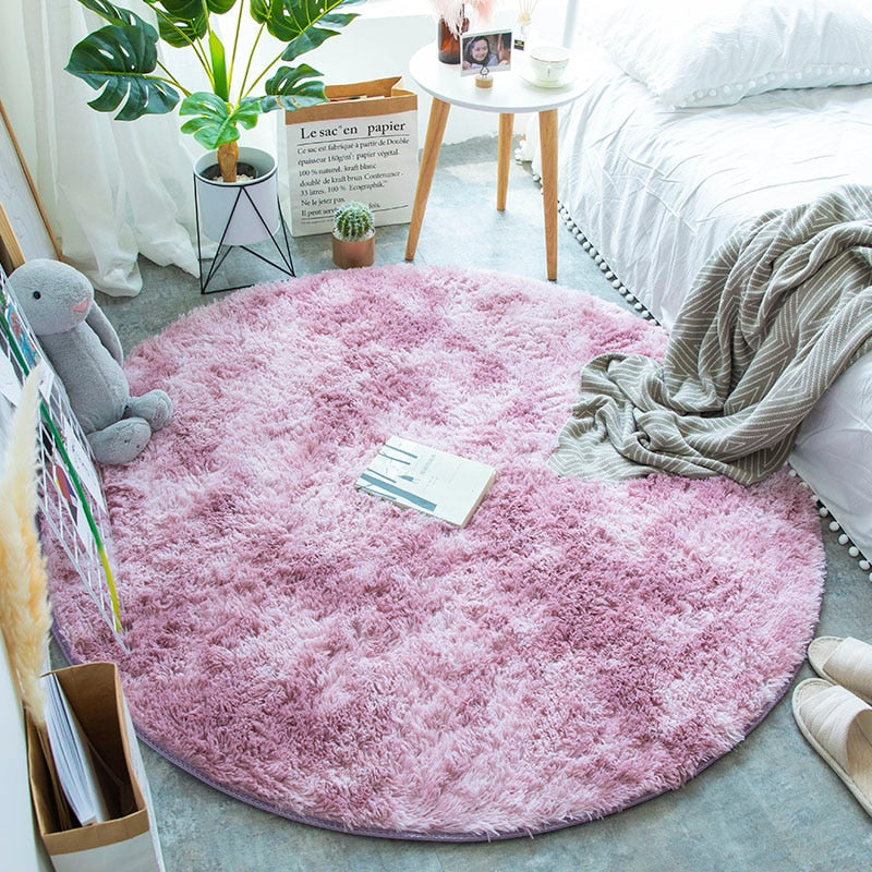 Tapis rond peluche