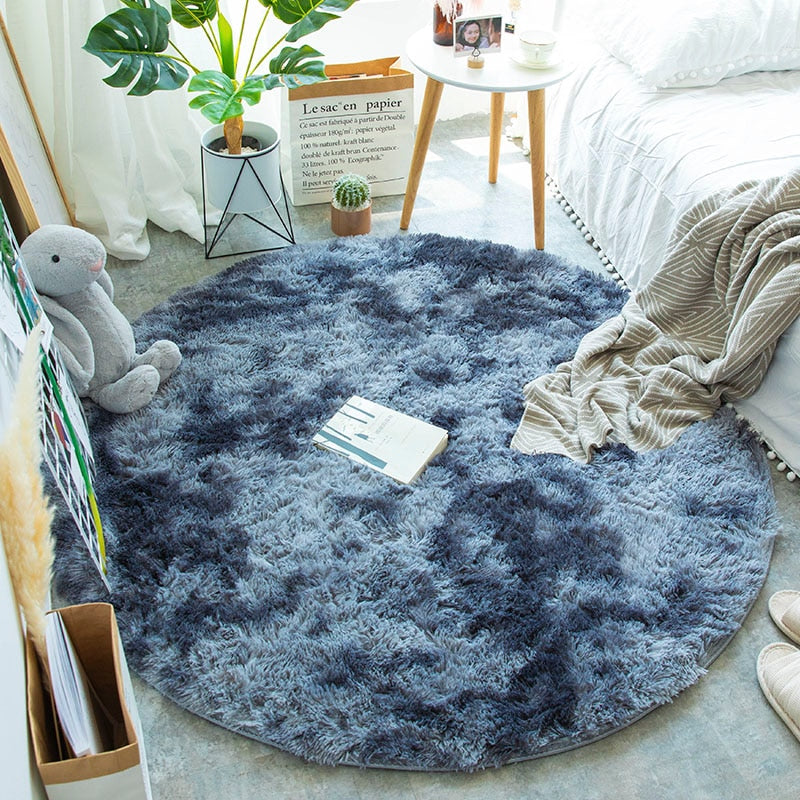 Tapis rond peluche