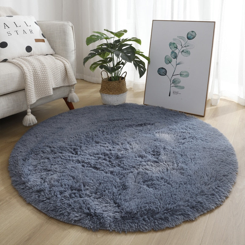 Tapis rond peluche